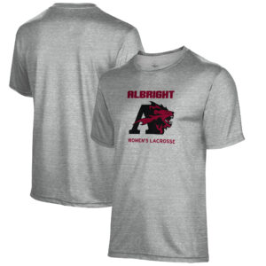 Men's Gray Albright Lions Women's Lacrosse Name Drop T-Shirt