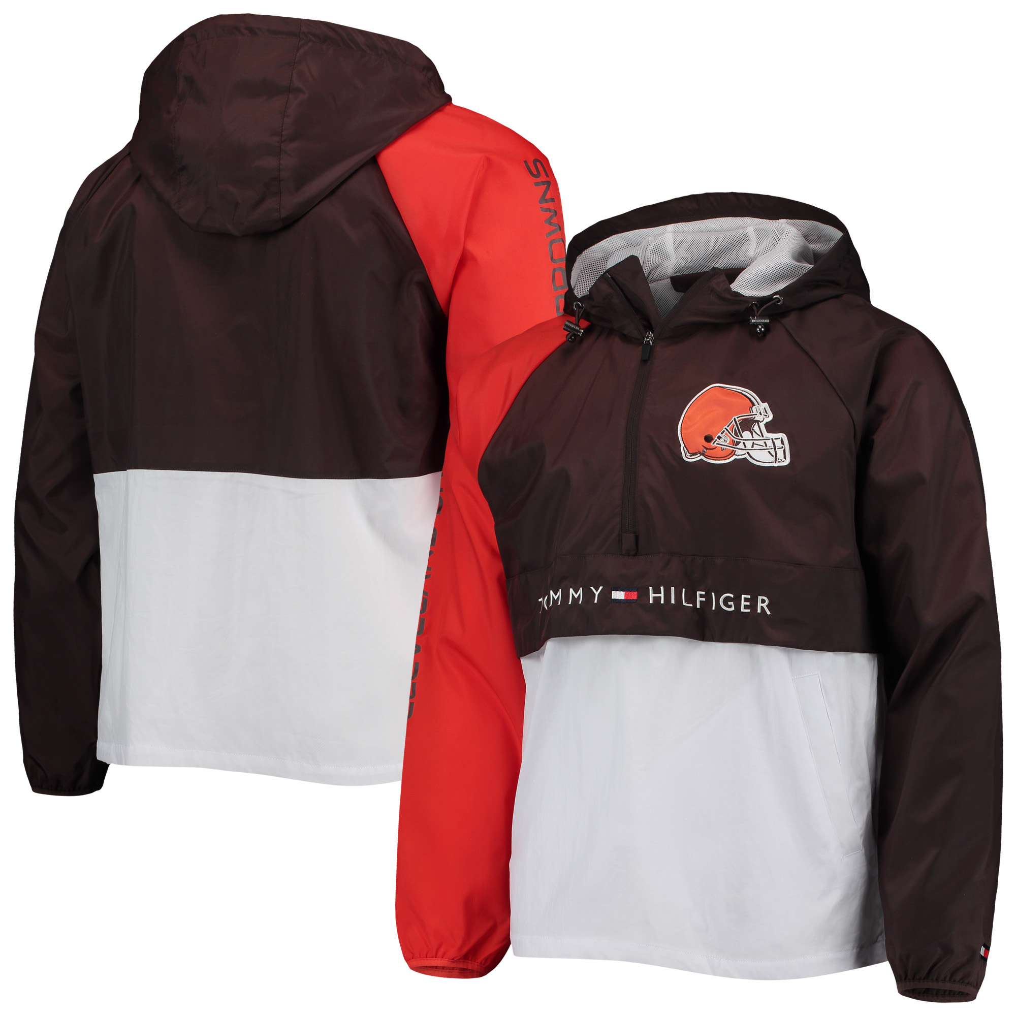 Men's Tommy Hilfiger Brown/Orange Cleveland Browns Raglan Half-Zip Pullover Top - Image 6