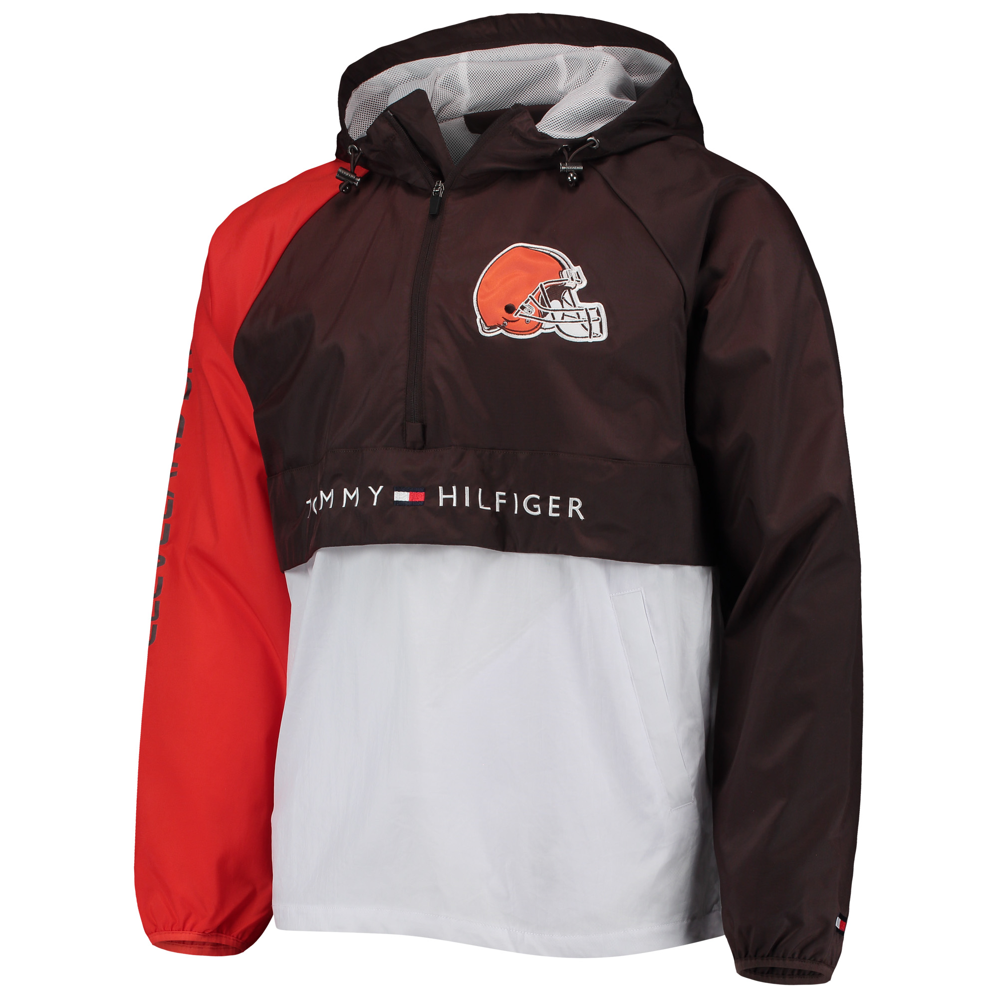 Men's Tommy Hilfiger Brown/Orange Cleveland Browns Raglan Half-Zip Pullover Top - Image 3
