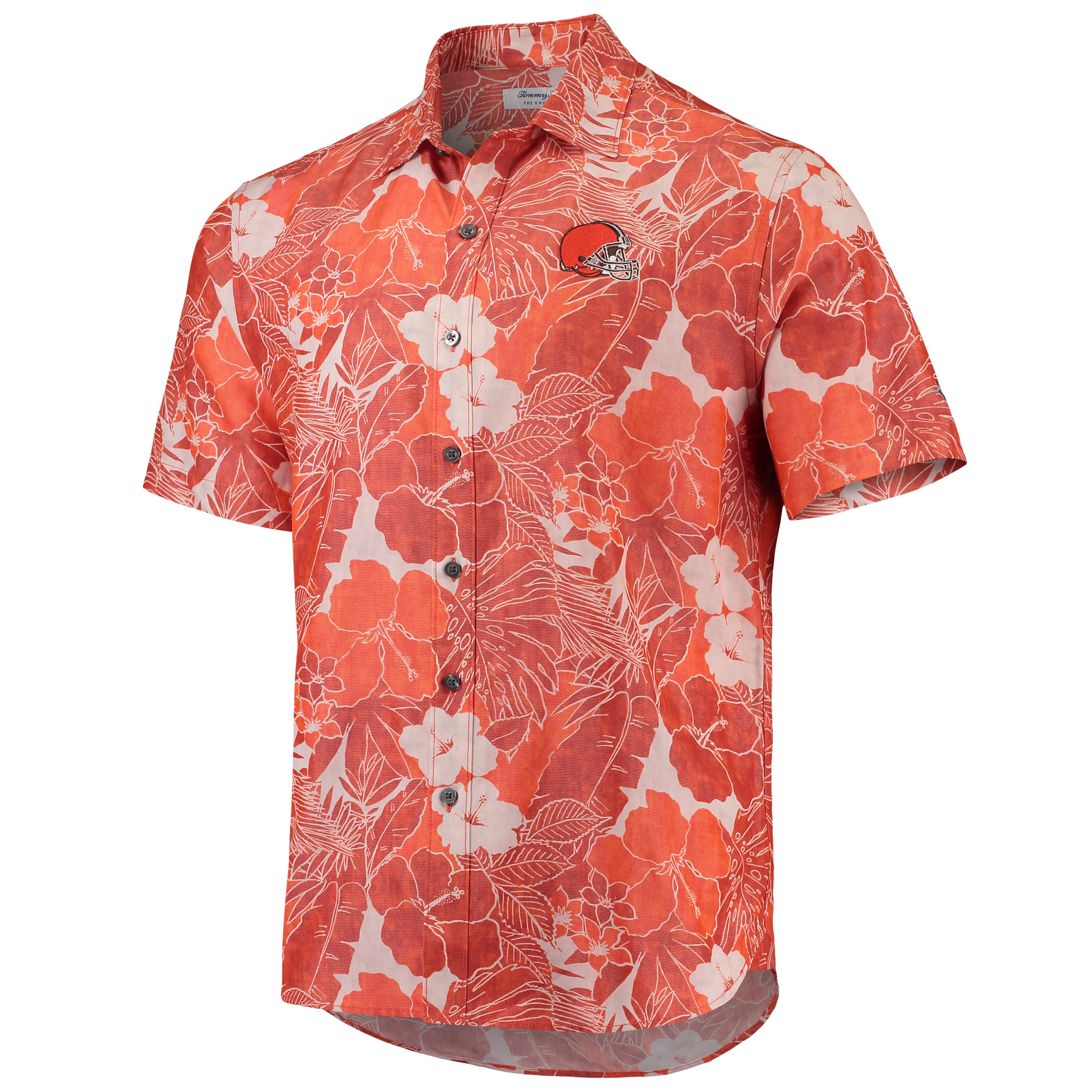 Men's Tommy Bahama Orange Cleveland Browns Coconut Point Playa Floral IslandZone Button-Up Shirt - Image 3