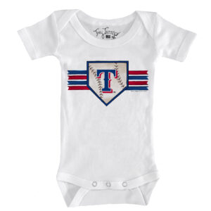 Infant Tiny Turnip White Texas Rangers Base Stripe Bodysuit