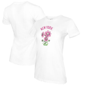 Women's Tiny Turnip White New York Yankees Blooming Baseballs T-Shirt