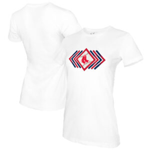 Women's Tiny Turnip White Boston Red Sox Prism Arrows T-Shirt