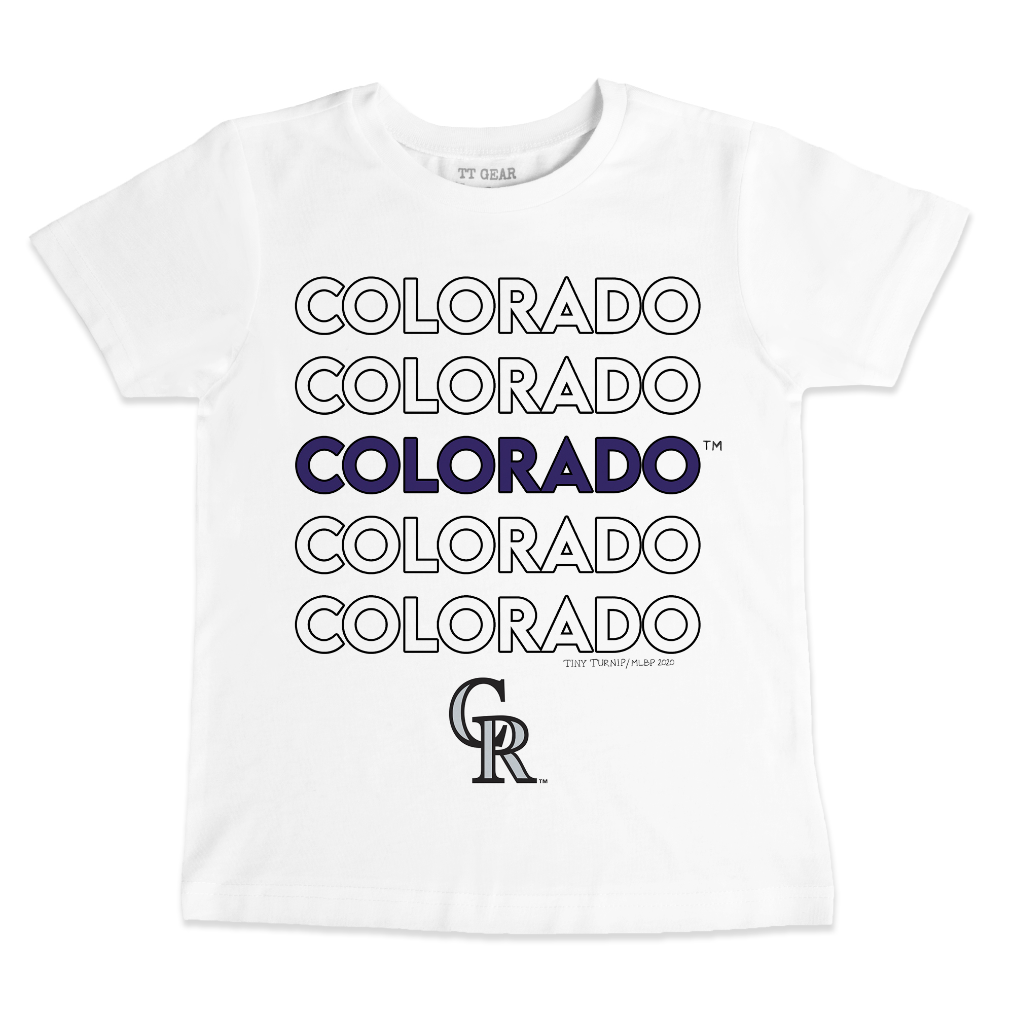 Infant Tiny Turnip White Colorado Rockies Stacked T-Shirt