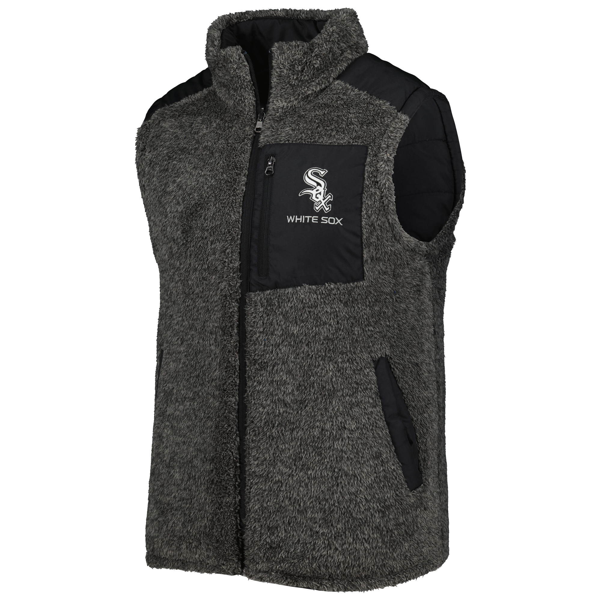 Men's G-III Sports by Carl Banks Black/Charcoal Chicago White Sox Power Hitter Reversible Full-Zip Vest - Image 11