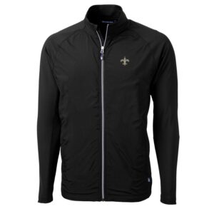 Men's Cutter & Buck Black New Orleans Saints Big & Tall Adapt Eco Knit Full-Zip Raglan Jacket