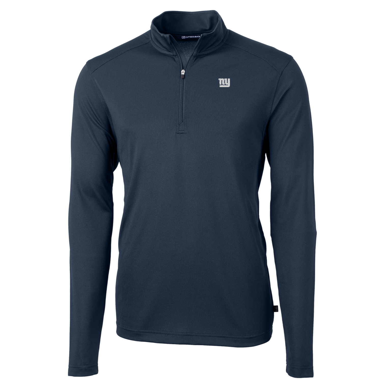 Men's Cutter & Buck Navy New York Giants Big & Tall Virtue Eco Pique Quarter-Zip Pullover Jacket