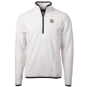 Men's Cutter & Buck Cream Marquette Golden Eagles Team Logo Cascade Eco Sherpa Fleece Quarter-Zip Pullover Jacket