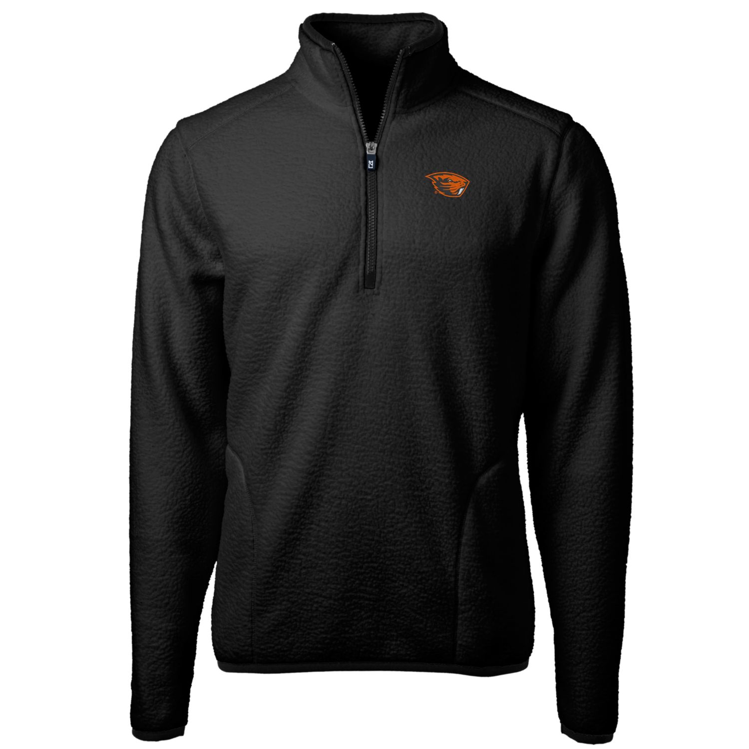 Men's Cutter & Buck Black Oregon State Beavers Big & Tall Cascade Eco Sherpa Fleece Quarter-Zip Jacket - Image 3