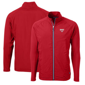 Men's Cutter & Buck Red SMU Mustangs Big & Tall Adapt Eco Knit Hybrid Recycled Full-Zip Jacket