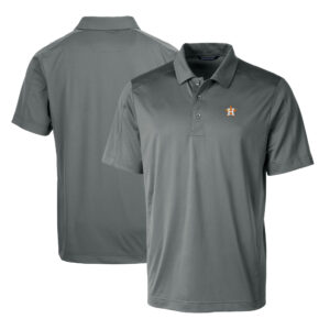 Men's Cutter & Buck Steel Houston Astros Prospect Textured Stretch Polo