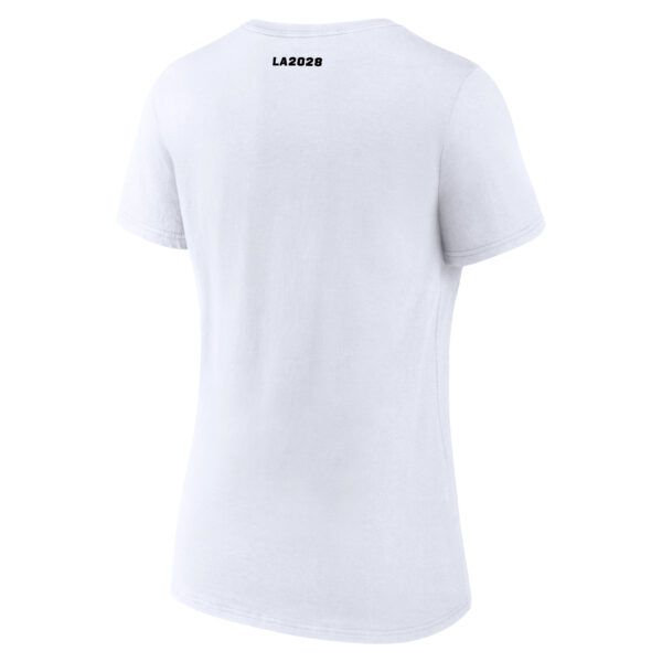 Women's White LA 2028 Summer Olympics Pride V-Neck T-Shirt - Image 7