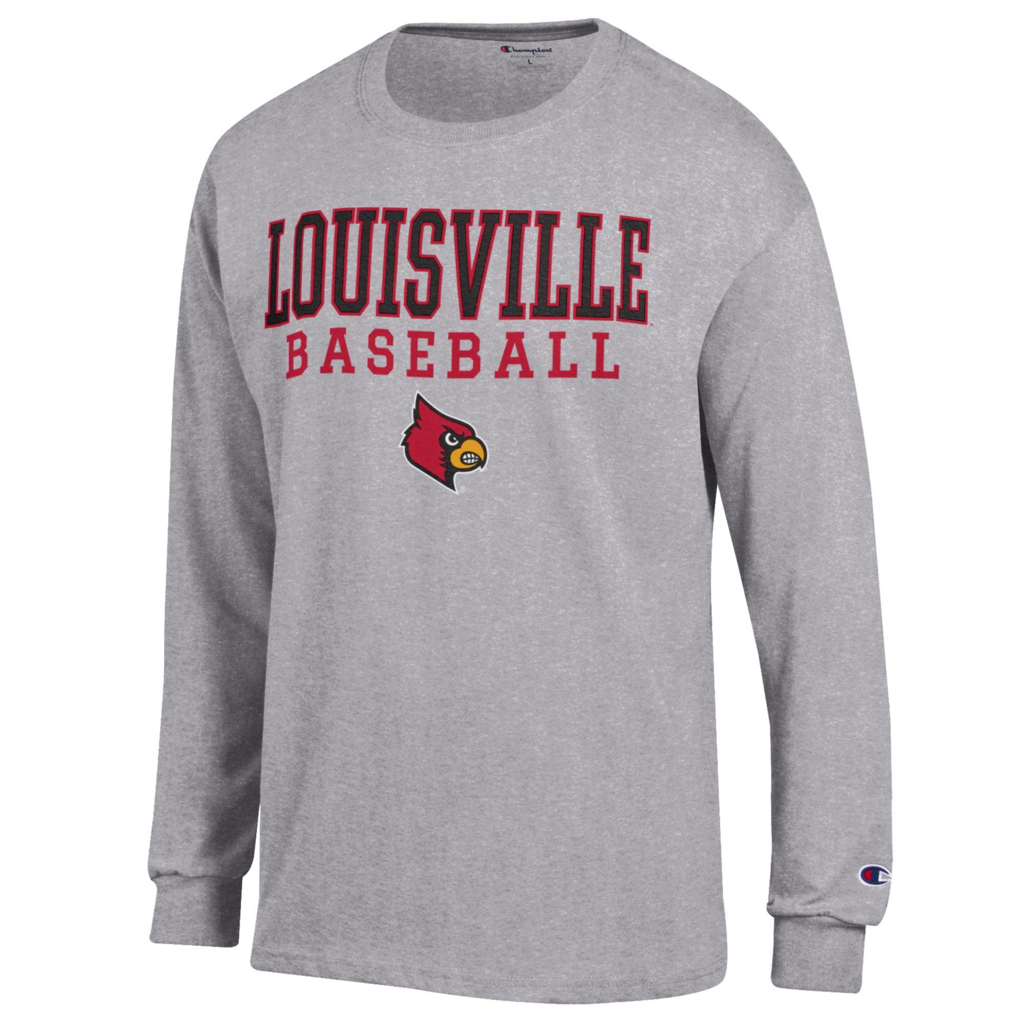 Men's Champion Gray Louisville Cardinals Baseball Stack Long Sleeve T-Shirt - Image 6