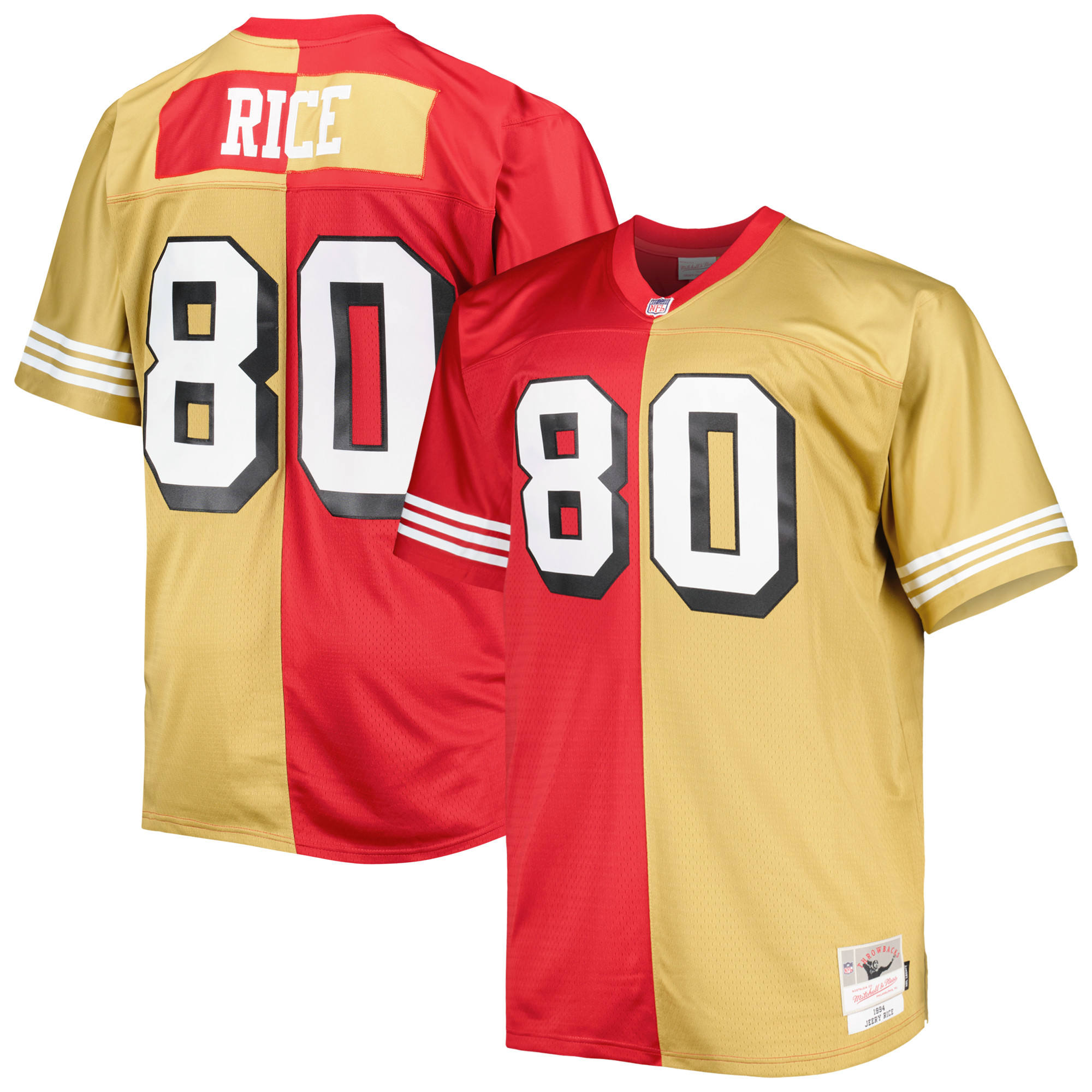 Men's Mitchell & Ness Jerry Rice Scarlet/Gold San Francisco 49ers Big & Tall Split Legacy Retired Player Replica Jersey - Image 5