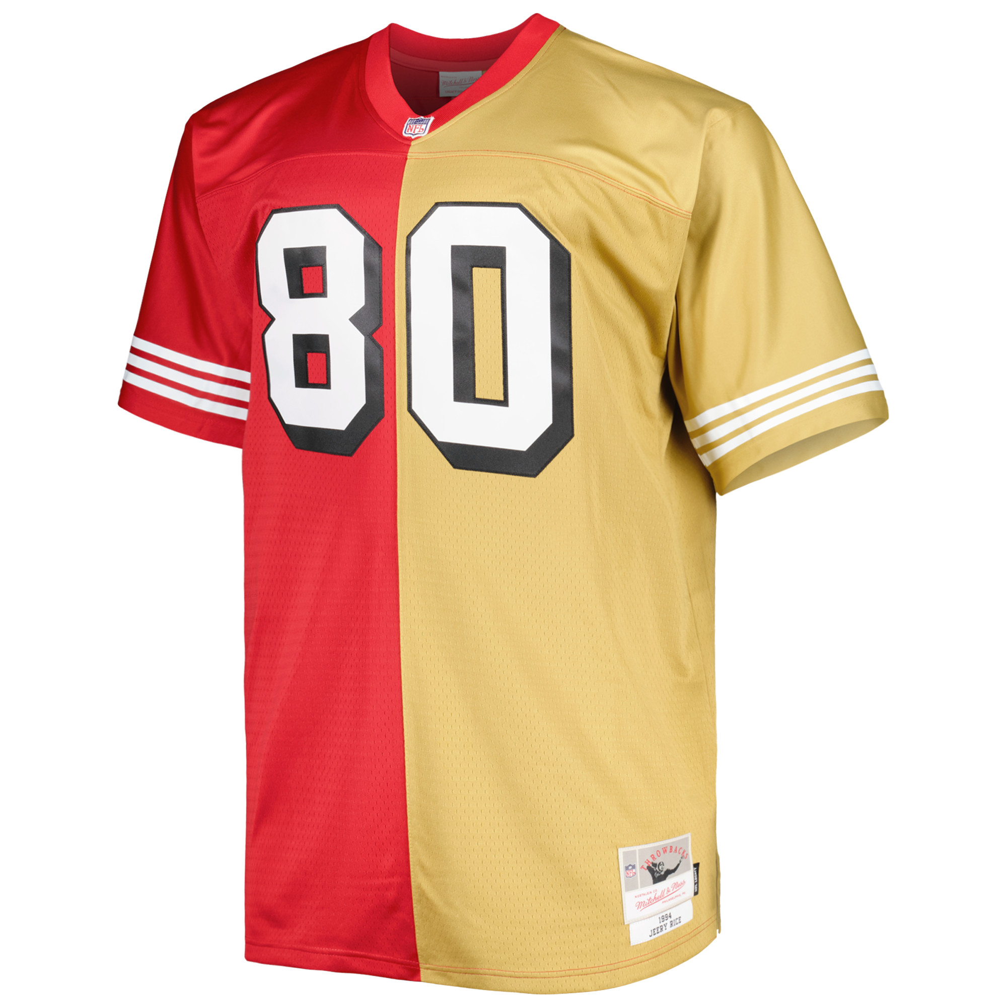 Men's Mitchell & Ness Jerry Rice Scarlet/Gold San Francisco 49ers Big & Tall Split Legacy Retired Player Replica Jersey - Image 3