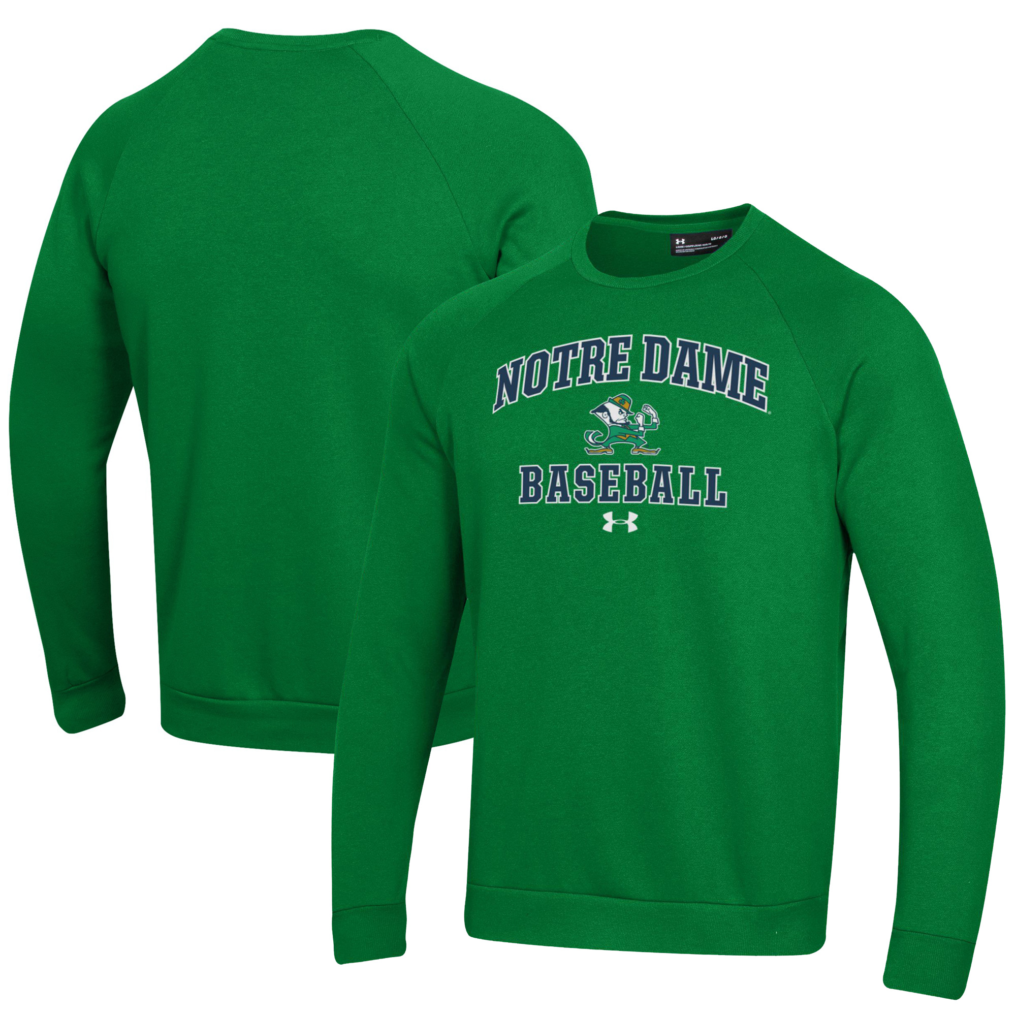 Men's Under Armour Green Notre Dame Fighting Irish Baseball All Day Arch Fleece Pullover Sweatshirt - Image 2
