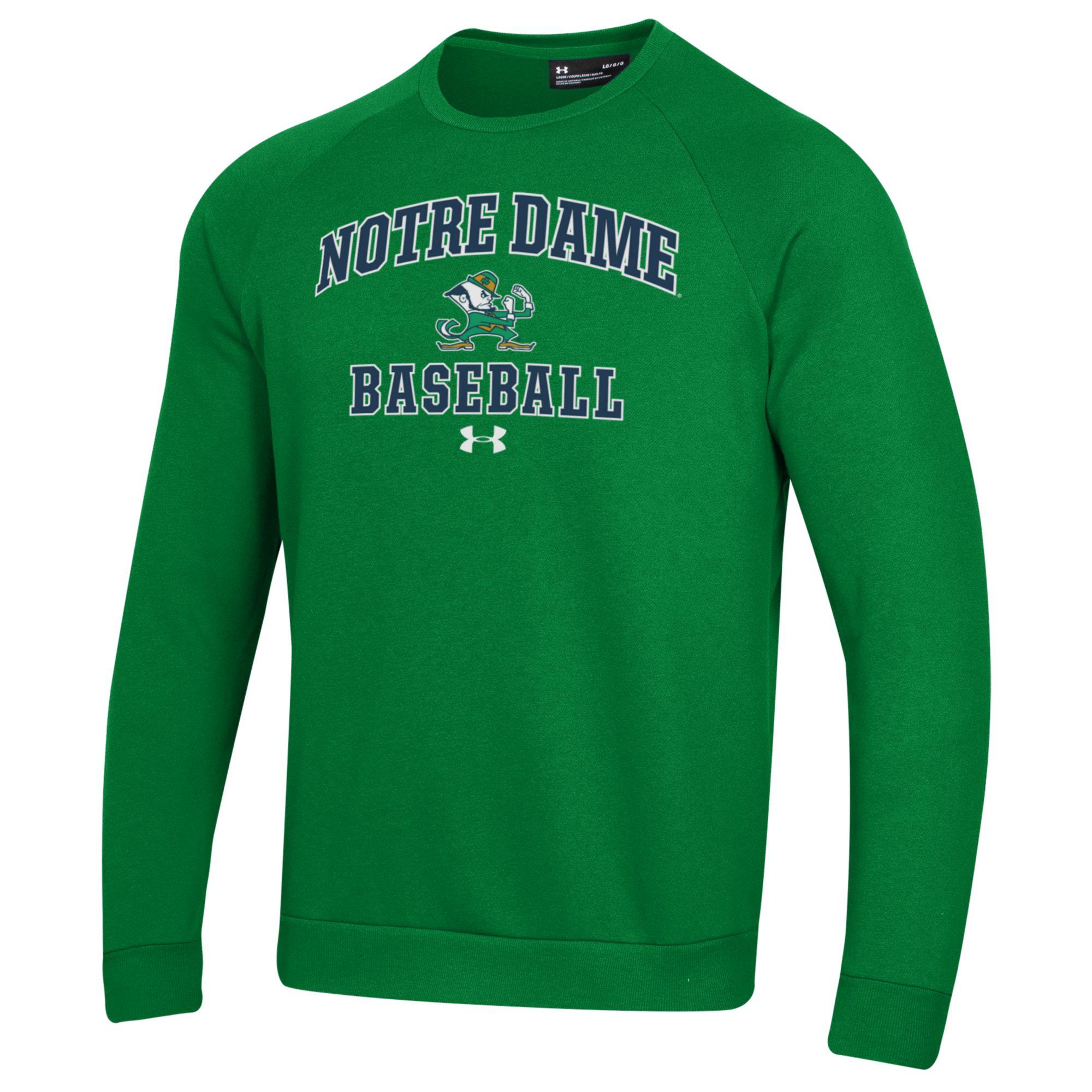 Men's Under Armour Green Notre Dame Fighting Irish Baseball All Day Arch Fleece Pullover Sweatshirt - Image 3