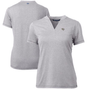 Women's Cutter & Buck Heather Gray Wake Forest Demon Deacons Forge Blade V-Neck Top