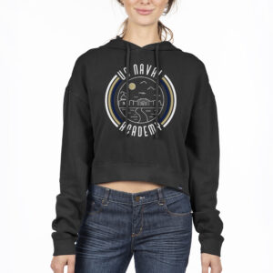 Women's Uscape Apparel Black Navy Midshipmen Pigment Dyed Fleece Crop Hoodie
