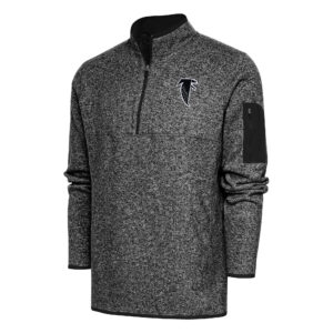 Men's Antigua Heather Black Atlanta Falcons Throwback Fortune Quarter-Zip Pullover Jacket