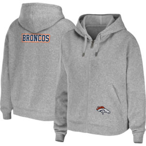 Women's WEAR by Erin Andrews Heathered Gray Denver Broncos Team Full-Zip Hoodie
