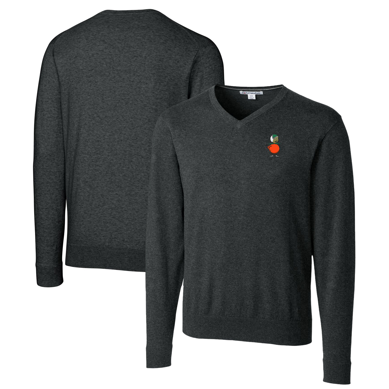 Men's Cutter & Buck Heather Charcoal UCF Knights Lakemont Tri-Blend Big & Tall V-Neck Pullover Sweater