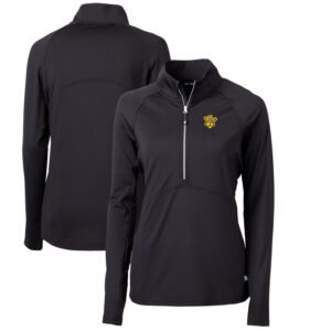 Women's Cutter & Buck Black Missouri Tigers Adapt Eco Knit Stretch Recycled Half-Zip Pullover Top