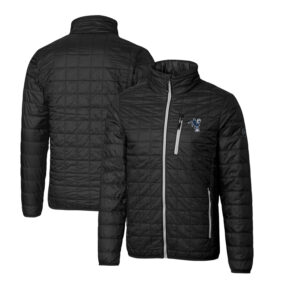 Men's Cutter & Buck Black Indianapolis Colts Throwback Logo Big & Tall Rainier Eco Insulated Full-Zip Puffer Jacket