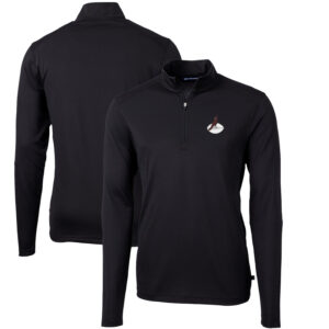 Men's Cutter & Buck Black Arizona Cardinals Throwback Logo Virtue Eco Pique Recycled Quarter-Zip Big & Tall Pullover Top