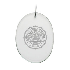 Campbellsville Tigers Team Logo 2.75'' x 3.75'' Glass Oval Ornament