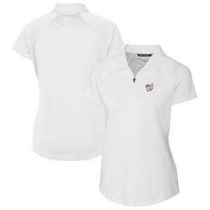 Women's Cutter & Buck White Washington Nationals Americana Logo DryTec Forge Stretch Polo