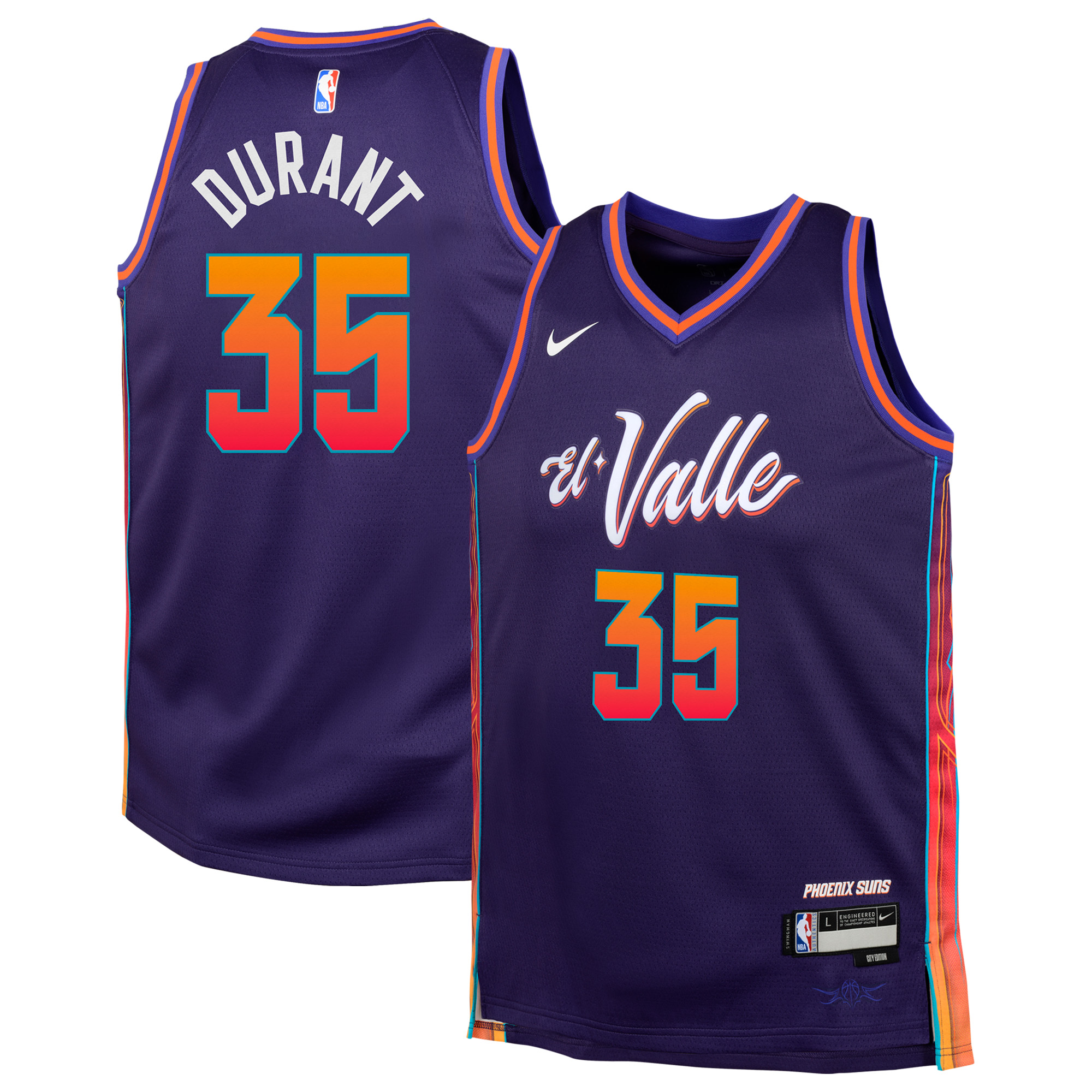 Youth Nike Kevin Durant Purple Phoenix Suns Swingman Replica Jersey - City Edition - Image 2