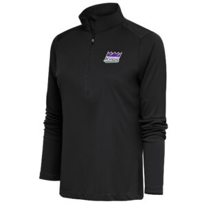 Women's Antigua Charcoal Stockton Kings Tribute Half-Zip Pullover Top