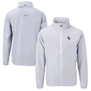 Men's Cutter & Buck Gray Colorado Rockies Big & Tall Charter Eco Recycled Full-Zip Jacket