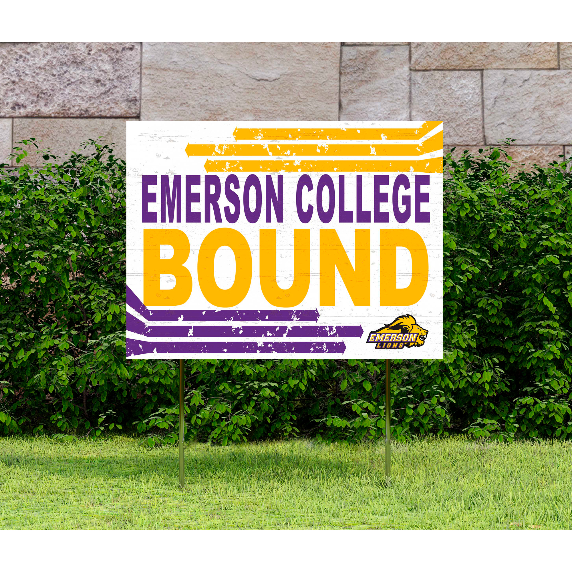 White Emerson College Lions 18" x 24" Bound Yard Sign - Image 5