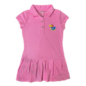 Girls Toddler Garb  Pink Kansas Jayhawks Caroline Cap Sleeve Polo Dress