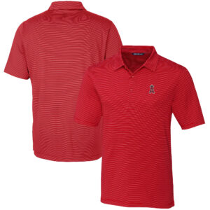 Men's Cutter & Buck  Red Los Angeles Angels Forge Pencil Stripe Stretch Polo