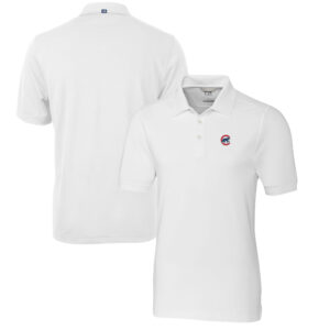 Men's Cutter & Buck  White Chicago Cubs Big & Tall Advantage Tri-Blend Pique Polo