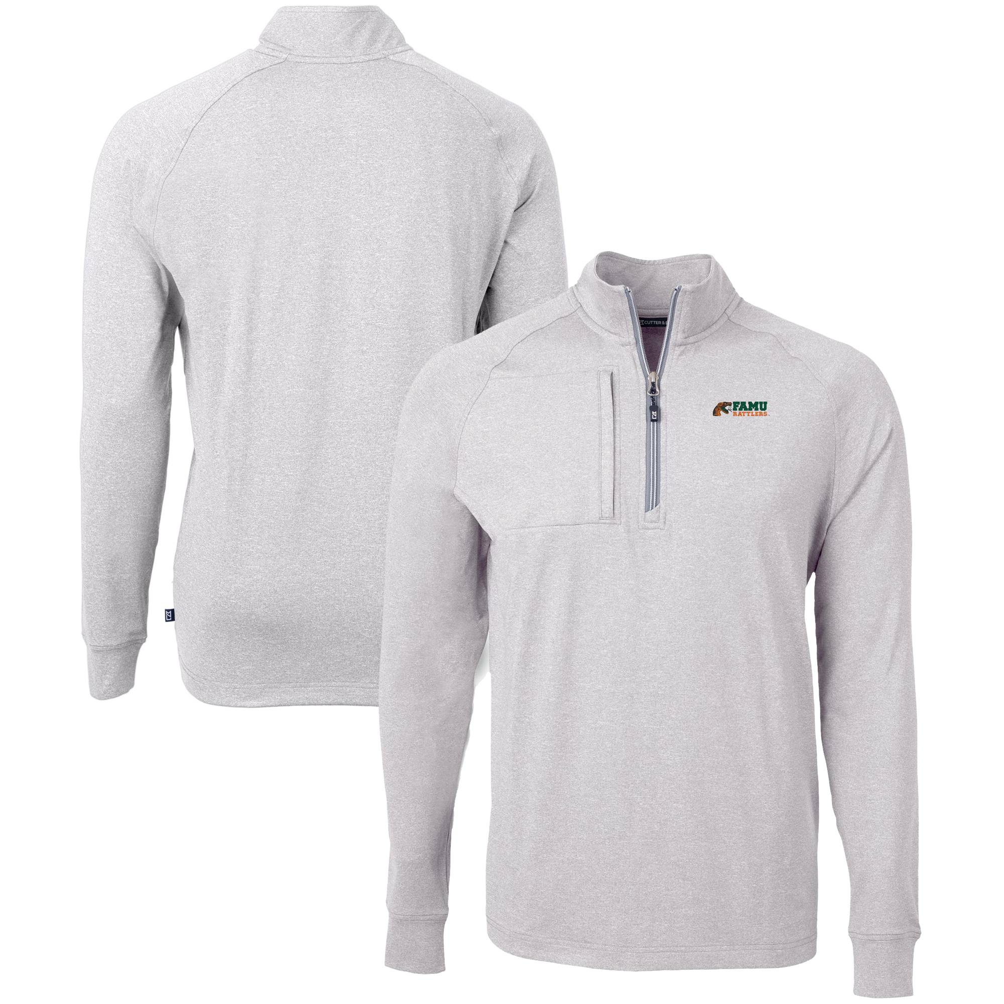 Men's Cutter & Buck Heather Gray Florida A&M Rattlers Big & Tall Adapt Eco Knit Quarter-Zip Pullover Top