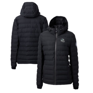 Women's Cutter & Buck  Black Carolina Panthers Helmet Logo Mission Ridge Repreve Eco Insulated Full-Zip Puffer Jacket
