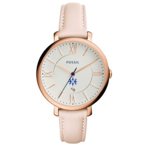 Women's Fossil  Pink Moravian Greyhounds Jacqueline Date Blush Leather Watch