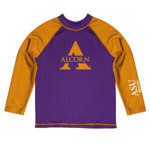 Toddler Vive La Fete  Purple/Gold Alcorn State Braves Solid Contrast Contrast Rash Guard
