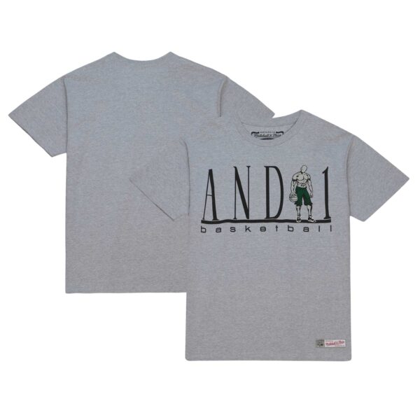 Men's Mitchell & Ness Heather Gray And 1 Basketball T-Shirt - Image 7