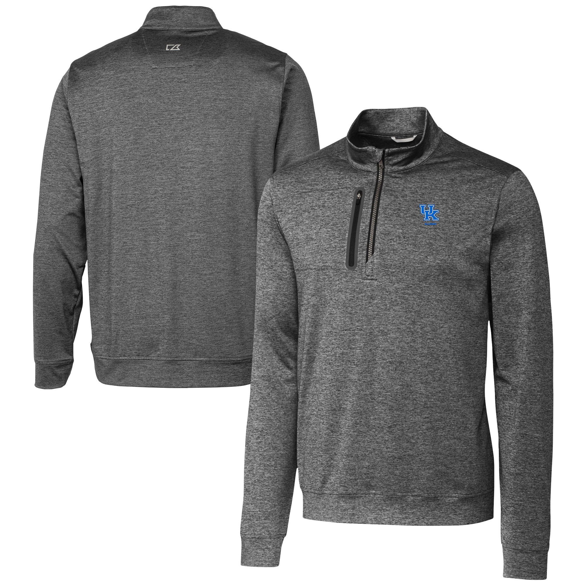 Men's Cutter & Buck Gray Kentucky Wildcats Alumni Logo Stealth Heathered Quarter-Zip Pullover Top