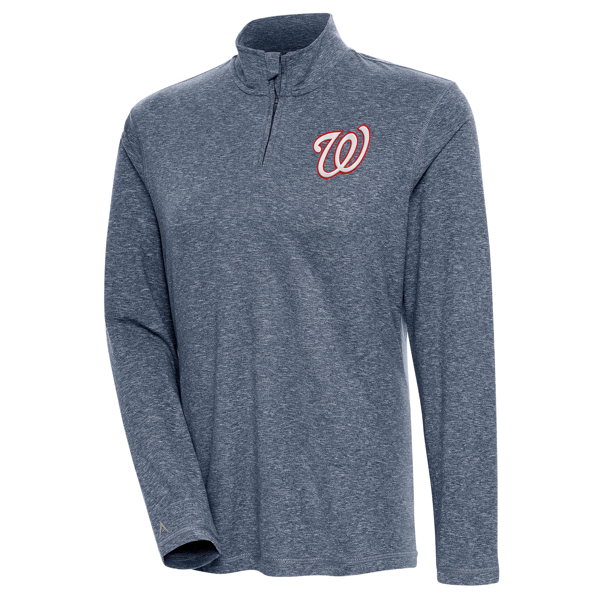 Women's Antigua Heather Navy Washington Nationals Confront Quarter-Zip Pullover Top