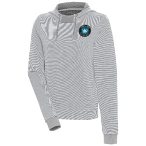 Women's Antigua  Gray Charlotte FC Axe Bunker Tri-Blend Pullover Hoodie