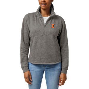 Women's League Collegiate Wear  Heather Gray Illinois Fighting Illini Victory Springs Tri-Blend Quarter-Zip Pullover Sweatshirt
