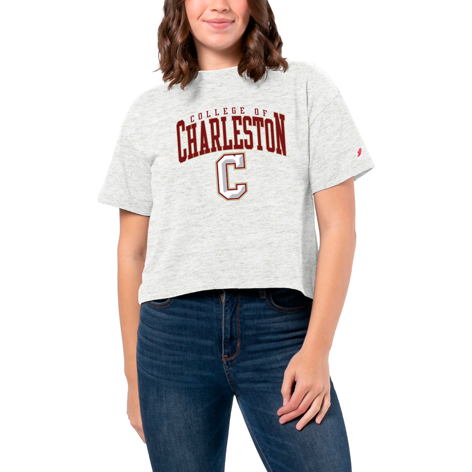 Women's League Collegiate Wear White Charleston Cougars Intramural Midi Tri-Blend T-Shirt