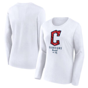 Women's Fanatics  White Cleveland Guardians Lightweight Fitted Long Sleeve T-Shirt