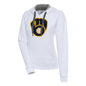 Women's Antigua  White Milwaukee Brewers Victory Pullover Hoodie